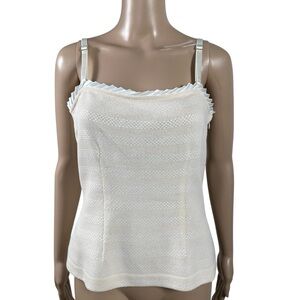 St. John Evening "Bright White" Sleeveless Knit Cami top with sparkle Sz M